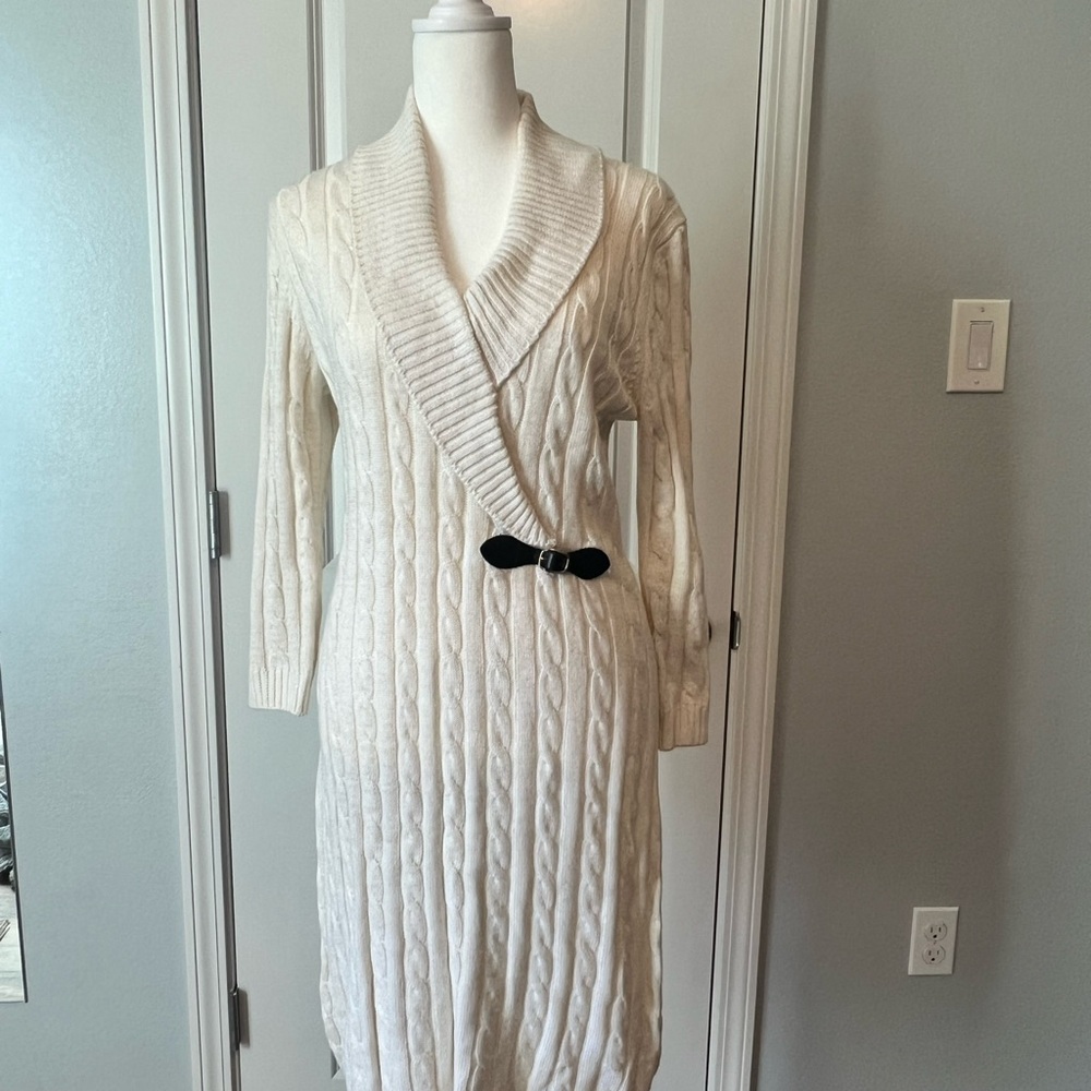 Calvin Klein Collection White Cable Knit Dress
